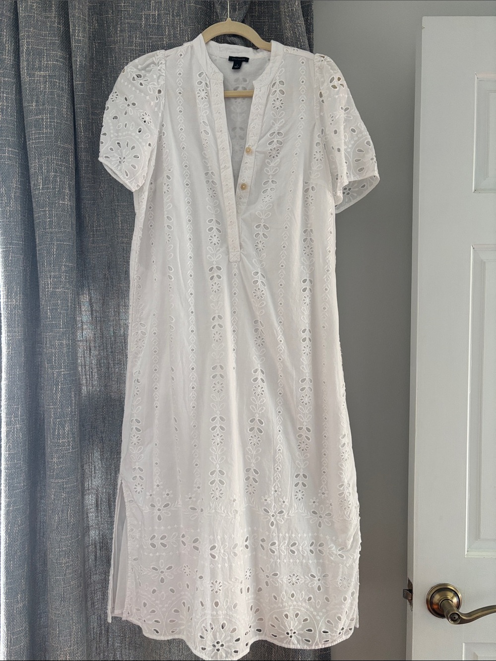 Ann Taylor White Eyelet Midi Dress